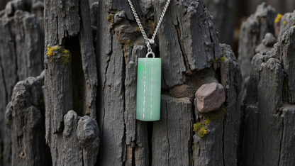Hokkaido (MADE IN JAPAN) Tube Burmese A-Jadeite Charm Pendant (with 18K Solid White Gold) - Certified - V3