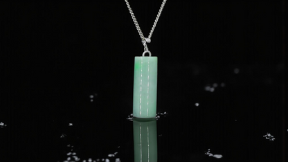Hokkaido (MADE IN JAPAN) Tube Burmese A-Jadeite Charm Pendant (with 18K Solid White Gold) - Certified - V3
