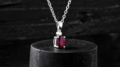 Semboku 1.00 cts. Natural Pigeons Blood Vivid Red Ruby Drop Pendant (with 18K White Gold and Natural White Diamonds)