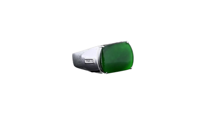 Odate MADE IN JAPAN Certified Vivid-Imperial Intense Green Burmese A-Jadeite Men's Ring (with 18K White Gold and Diamonds) Size US 9.5 - R24