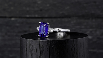 Tsushima Certified 2.02 cts. Natural Cornflower Blue Sapphire Ring with 18K White Gold and White Diamonds Size US 7.5  - R18