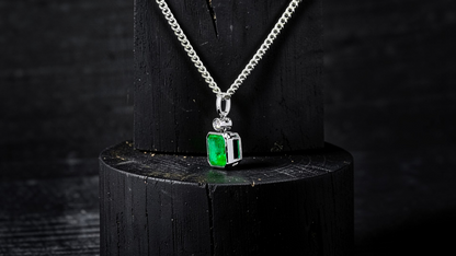 Kariya Certified 1.33 cts. Vivid Green Columbian Emerald Charm Pendant with 18K White Gold and White Diamonds - V2