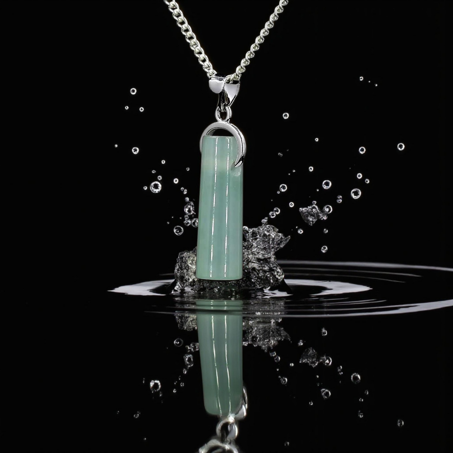Hokkaido (MADE IN JAPAN) Icy Tube Burmese A-Jadeite Charm Pendant (with Sterling Silver 925) - Certified - V2