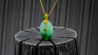 Emperors' Round Burmese A-Jadeite 21.00 mm Donut Pendant (with 18K Yellow Gold) - Certified - V11