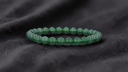 Certified Japanese Blue-Green Burmese A-Jade Beaded Bracelet (MADE IN JAPAN) (7 mm Each x 28 beads) 05044