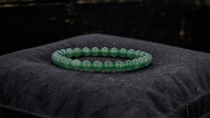 Certified Japanese Blue-Green Burmese A-Jade Beaded Bracelet (MADE IN JAPAN) (7 mm Each x 28 beads) 05044