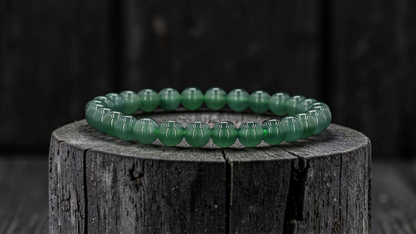 Certified Japanese Blue-Green Burmese A-Jade Beaded Bracelet (MADE IN JAPAN) (7 mm Each x 28 beads) 05044