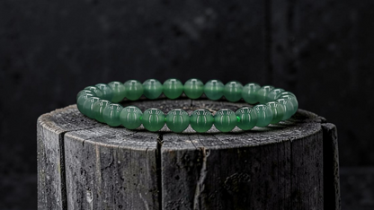 Certified Japanese Blue-Green Burmese A-Jade Beaded Bracelet (MADE IN JAPAN) (7 mm Each x 28 beads) 05044