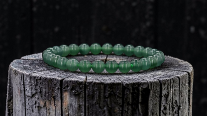 Certified Japanese Blue-Green Burmese A-Jade Beaded Bracelet (MADE IN JAPAN) (7 mm Each x 28 beads) 05044