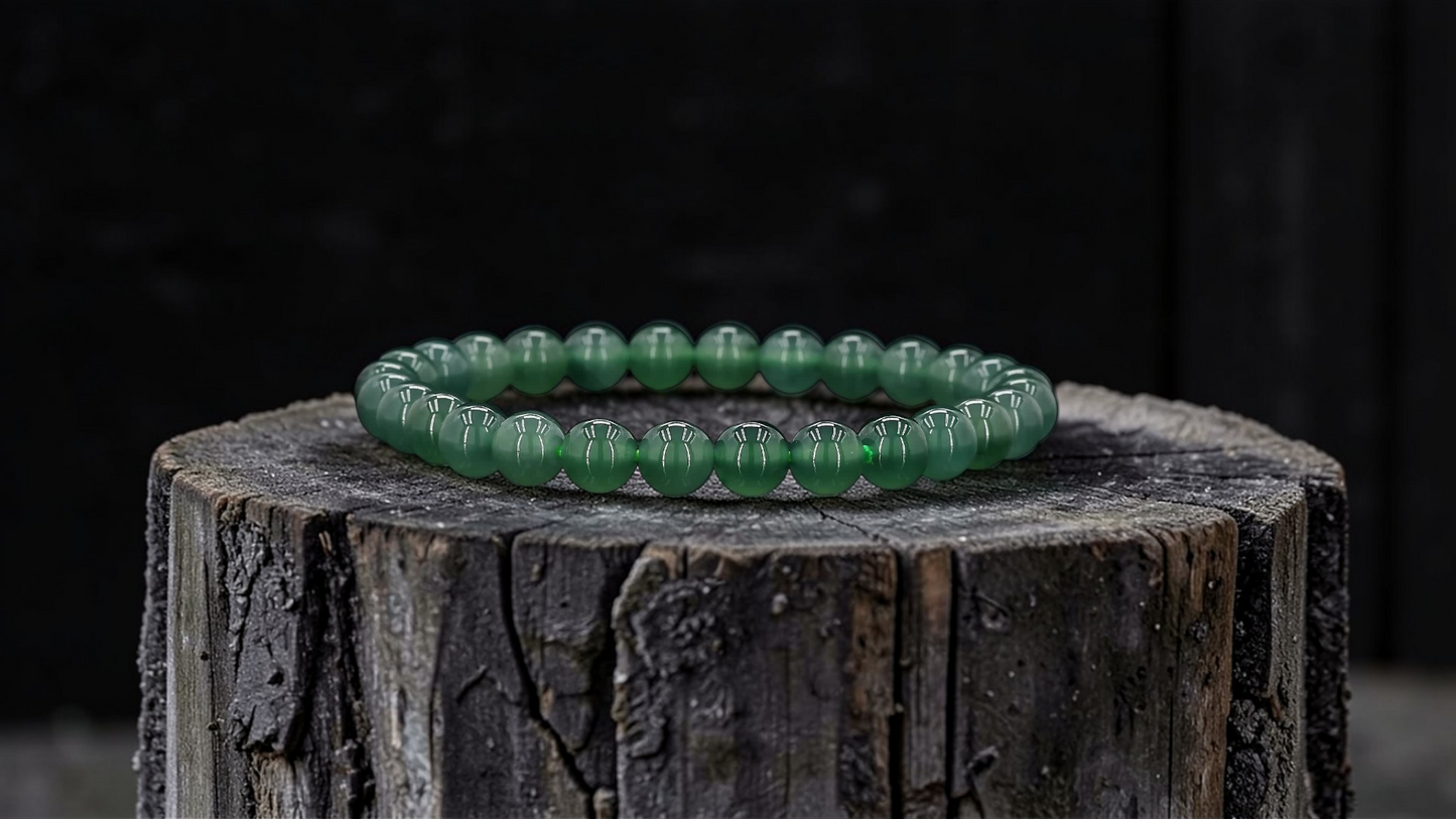 Certified Japanese Blue-Green Burmese A-Jade Beaded Bracelet (MADE IN JAPAN) (7 mm Each x 28 beads) 05044