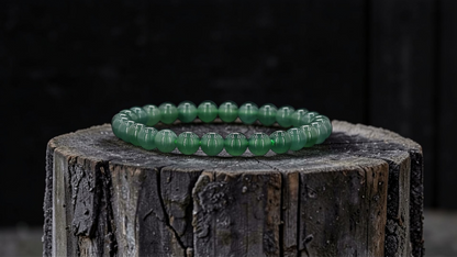 Certified Japanese Blue-Green Burmese A-Jade Beaded Bracelet (MADE IN JAPAN) (7 mm Each x 28 beads) 05044