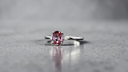 Yuzawa 1.02 cts. No Heat Natural Padparadscha Sapphire Ring (with 18K White Gold and Natural White Diamonds) Size US 8  - R21