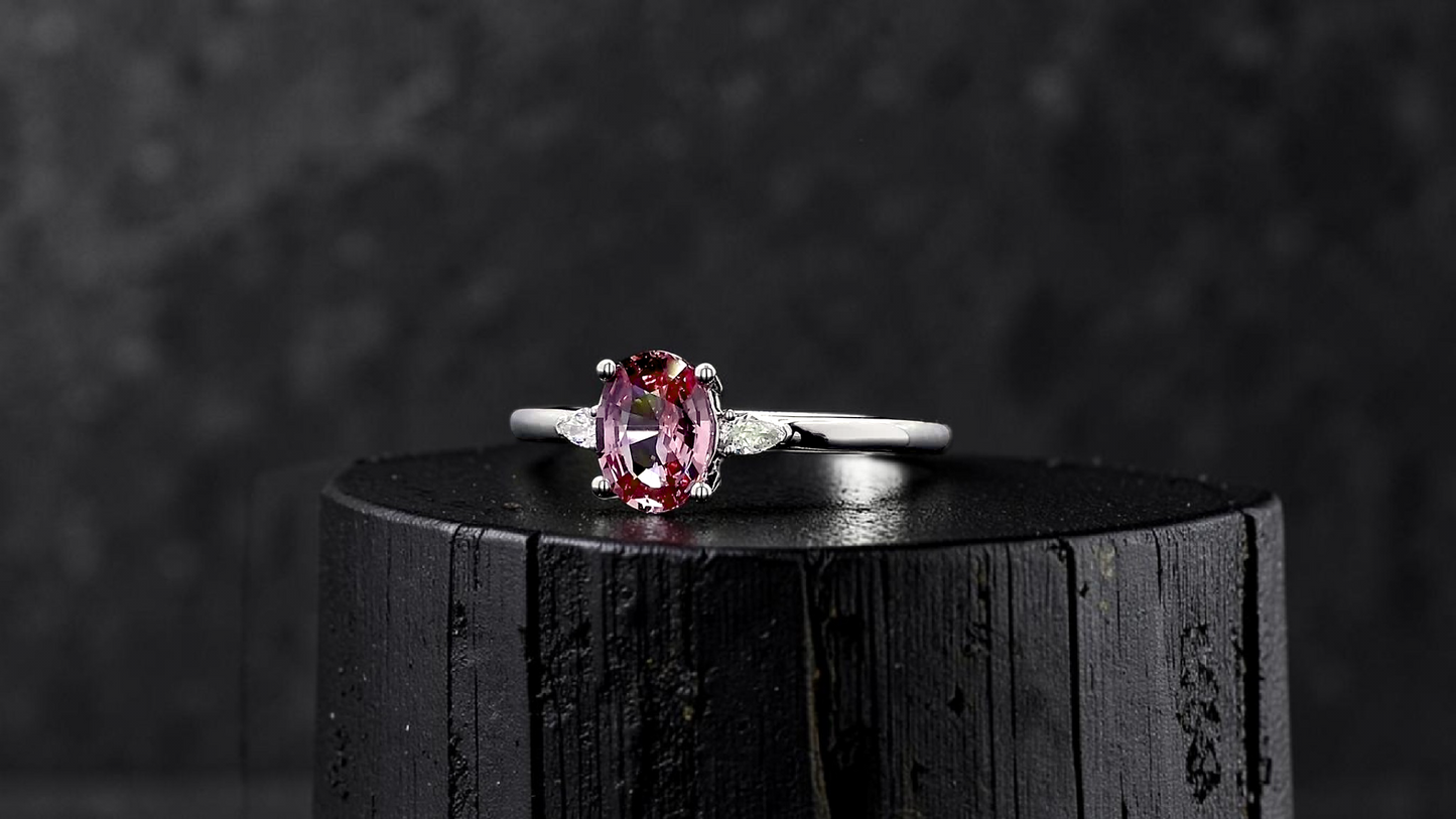 Yuzawa 1.02 cts. No Heat Natural Padparadscha Sapphire Ring (with 18K White Gold and Natural White Diamonds) Size US 8  - R21