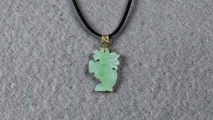 Ama Prancing Horse Burmese A-Jadeite Charm Pendant (with 18K Yellow Gold)- Certified