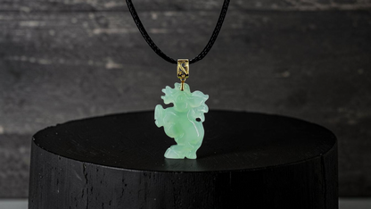 Ama Prancing Horse Burmese A-Jadeite Charm Pendant (with 18K Yellow Gold)- Certified