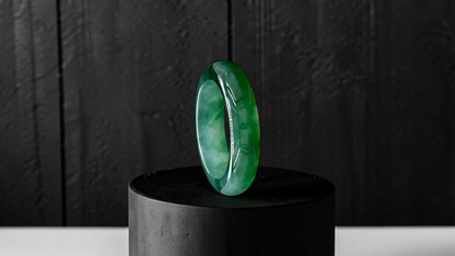 Master's Burmese Icy Deep Green A-Jadeite Infinity Band Ring Size US 9 - 09030 - Certified