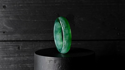 Master's Burmese Icy Deep Green A-Jadeite Infinity Band Ring Size US 9 - 09030 - Certified