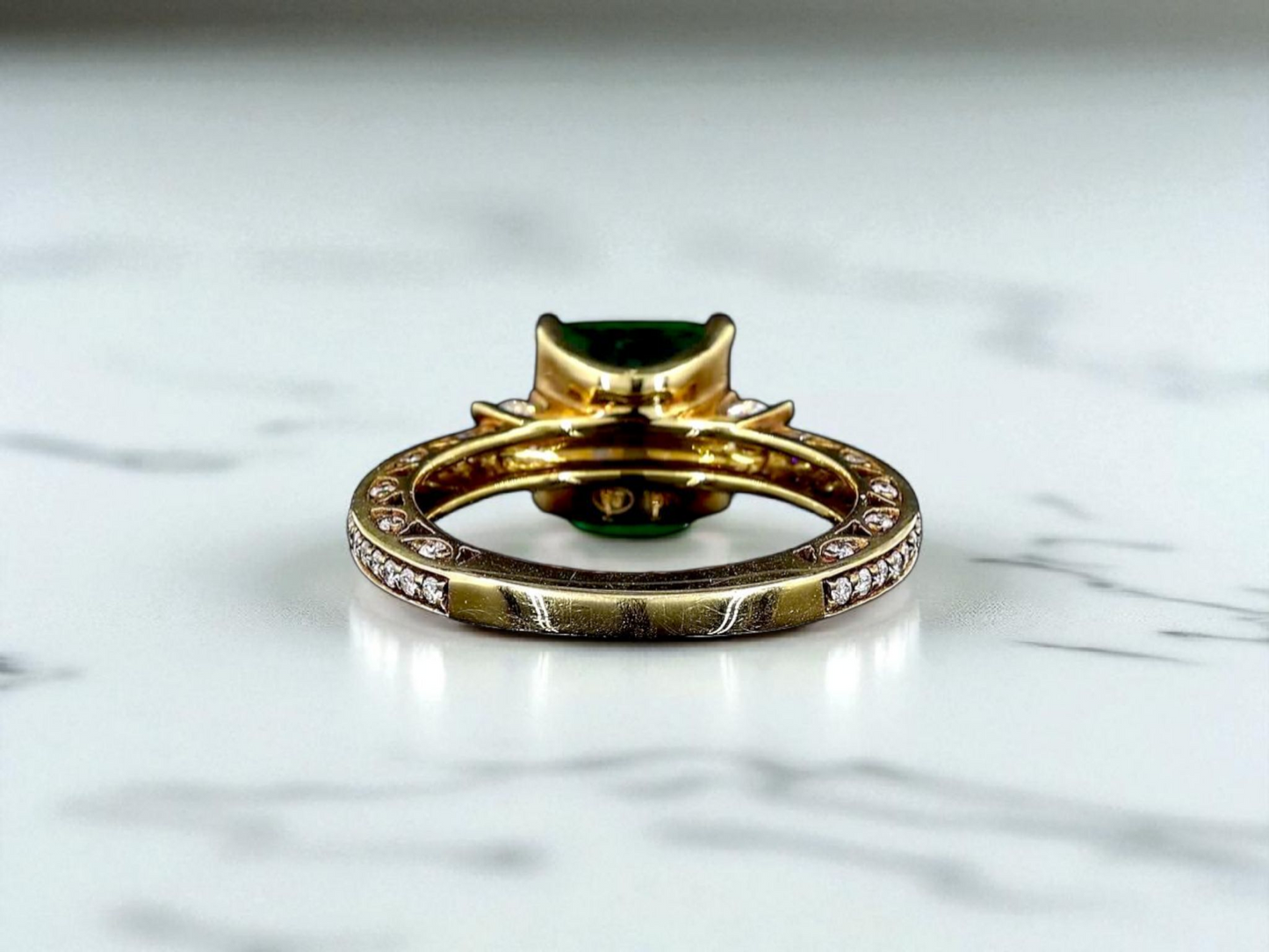 Velletri (1.95 cts.) Emerald and Natural Diamonds Ring (with 18K Yellow Gold) - Guild Certified - MR6277