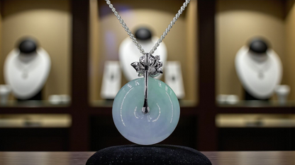 Jito Round Burmese A-Jadeite 24mm Icy Lavender and Green Donut Pendant (with 18K White Gold) - HKJSL Certified