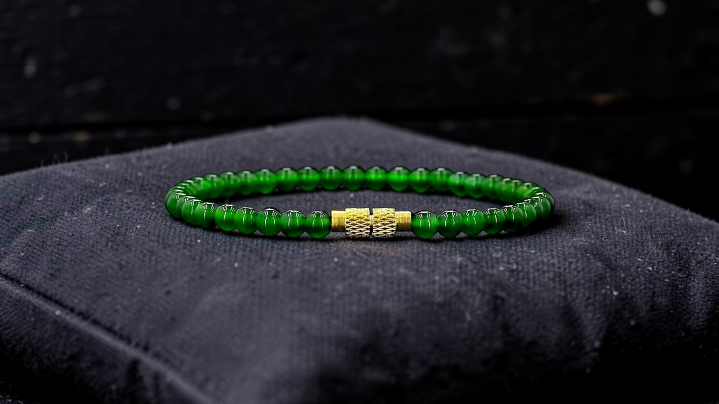 Certified Imperial Japanese Green Burmese A-Jade Beaded Bracelet (MADE IN JAPAN) (4 mm Each x 43 beads) 05042 (With Sterling Silver 925)