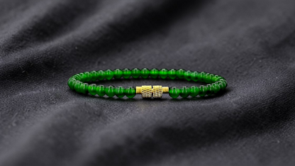 Certified Imperial Japanese Green Burmese A-Jade Beaded Bracelet (MADE IN JAPAN) (4 mm Each x 43 beads) 05042 (With Sterling Silver 925)