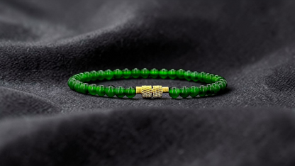 Certified Imperial Japanese Green Burmese A-Jade Beaded Bracelet (MADE IN JAPAN) (4 mm Each x 43 beads) 05042 (With Sterling Silver 925)