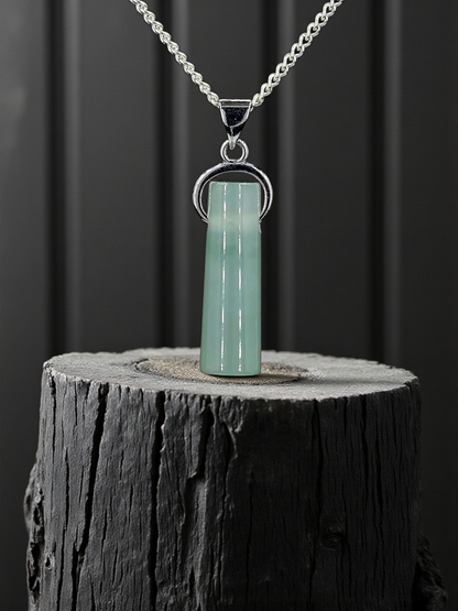 Hokkaido (MADE IN JAPAN) Icy Tube Burmese A-Jadeite Charm Pendant (with Sterling Silver 925) - Certified - V2