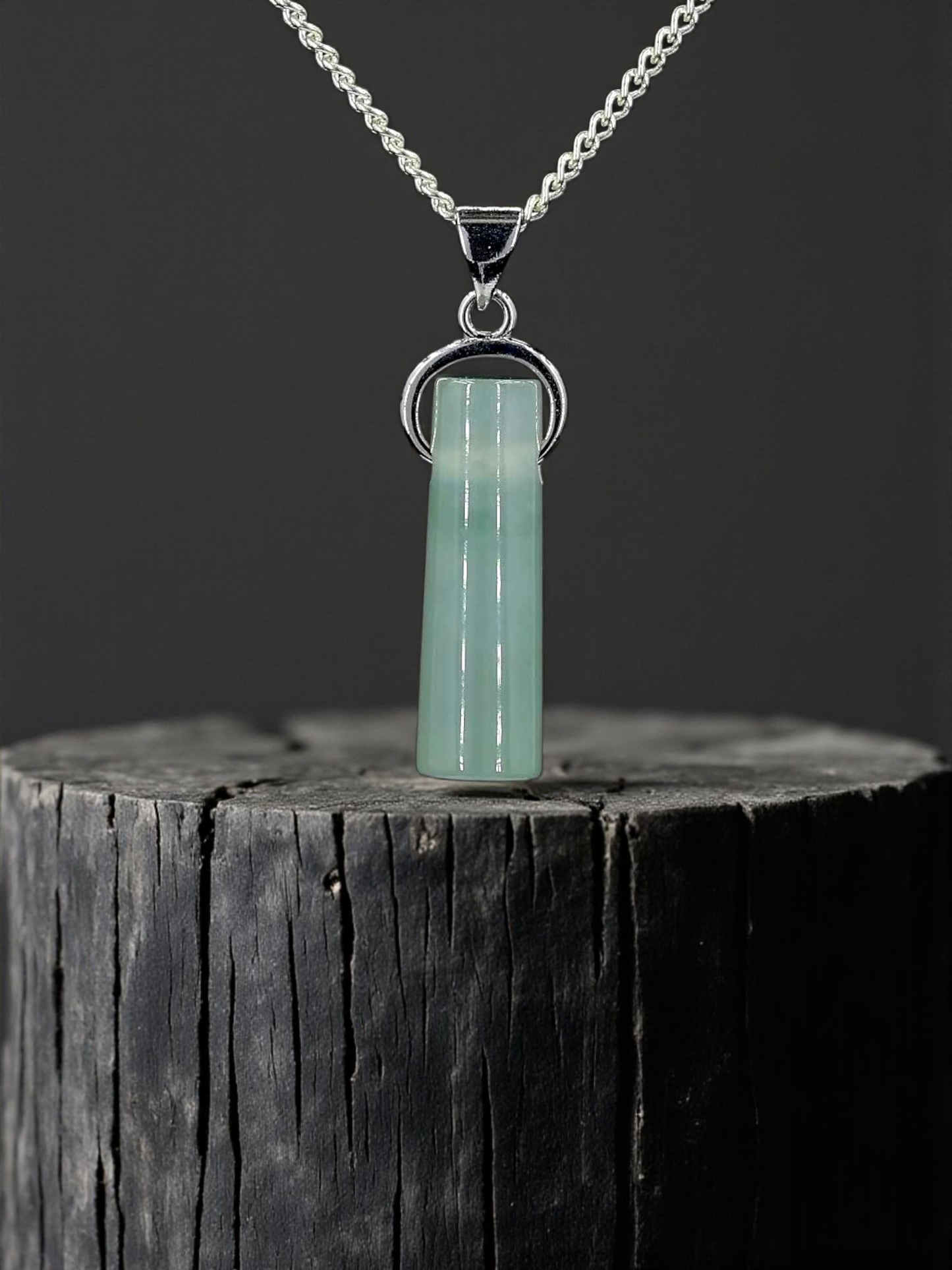 Hokkaido (MADE IN JAPAN) Icy Tube Burmese A-Jadeite Charm Pendant (with Sterling Silver 925) - Certified - V2