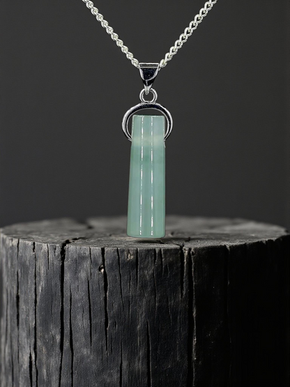 Hokkaido (MADE IN JAPAN) Icy Tube Burmese A-Jadeite Charm Pendant (with Sterling Silver 925) - Certified - V2