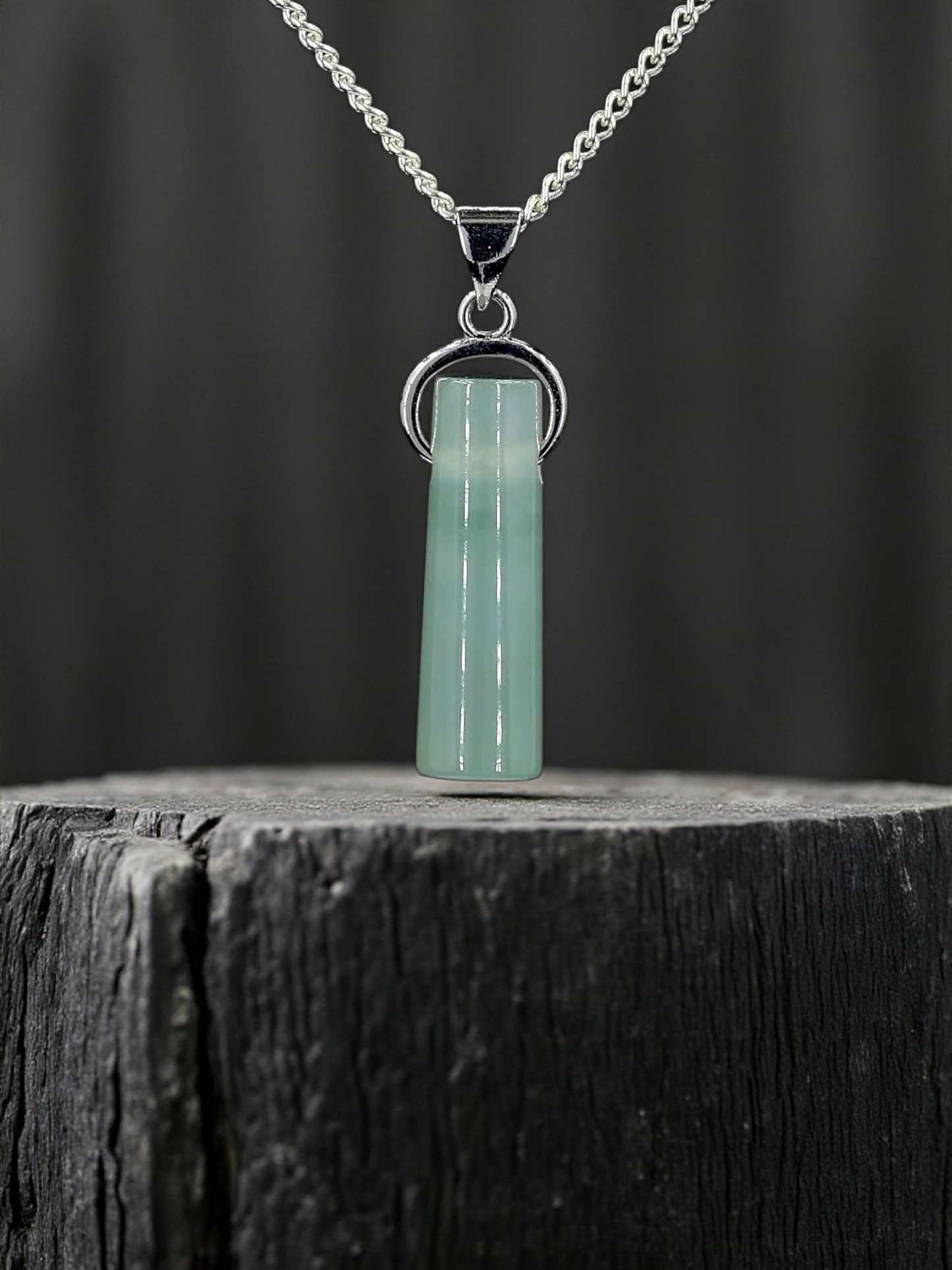 Hokkaido (MADE IN JAPAN) Icy Tube Burmese A-Jadeite Charm Pendant (with Sterling Silver 925) - Certified - V2