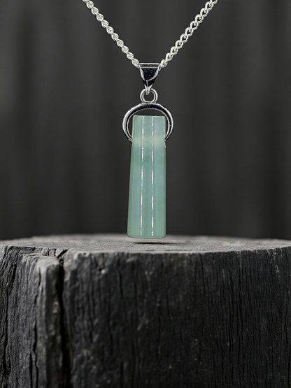 Hokkaido (MADE IN JAPAN) Icy Tube Burmese A-Jadeite Charm Pendant (with Sterling Silver 925) - Certified - V2