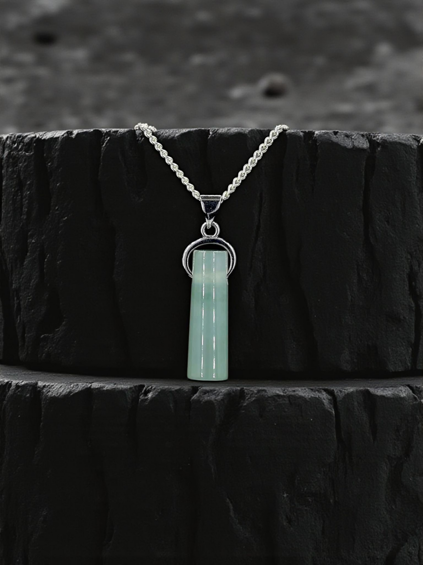 Hokkaido (MADE IN JAPAN) Icy Tube Burmese A-Jadeite Charm Pendant (with Sterling Silver 925) - Certified - V2