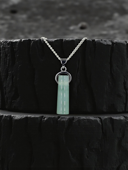 Hokkaido (MADE IN JAPAN) Icy Tube Burmese A-Jadeite Charm Pendant (with Sterling Silver 925) - Certified - V2