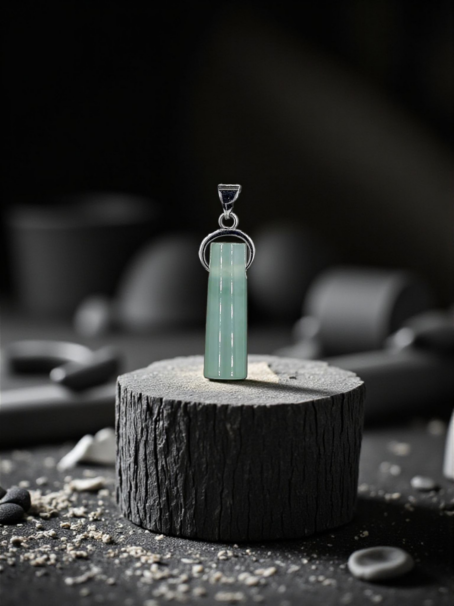 Hokkaido (MADE IN JAPAN) Icy Tube Burmese A-Jadeite Charm Pendant (with Sterling Silver 925) - Certified - V2