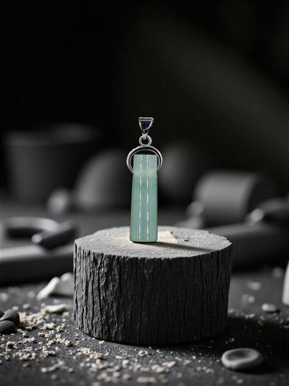 Hokkaido (MADE IN JAPAN) Icy Tube Burmese A-Jadeite Charm Pendant (with Sterling Silver 925) - Certified - V2