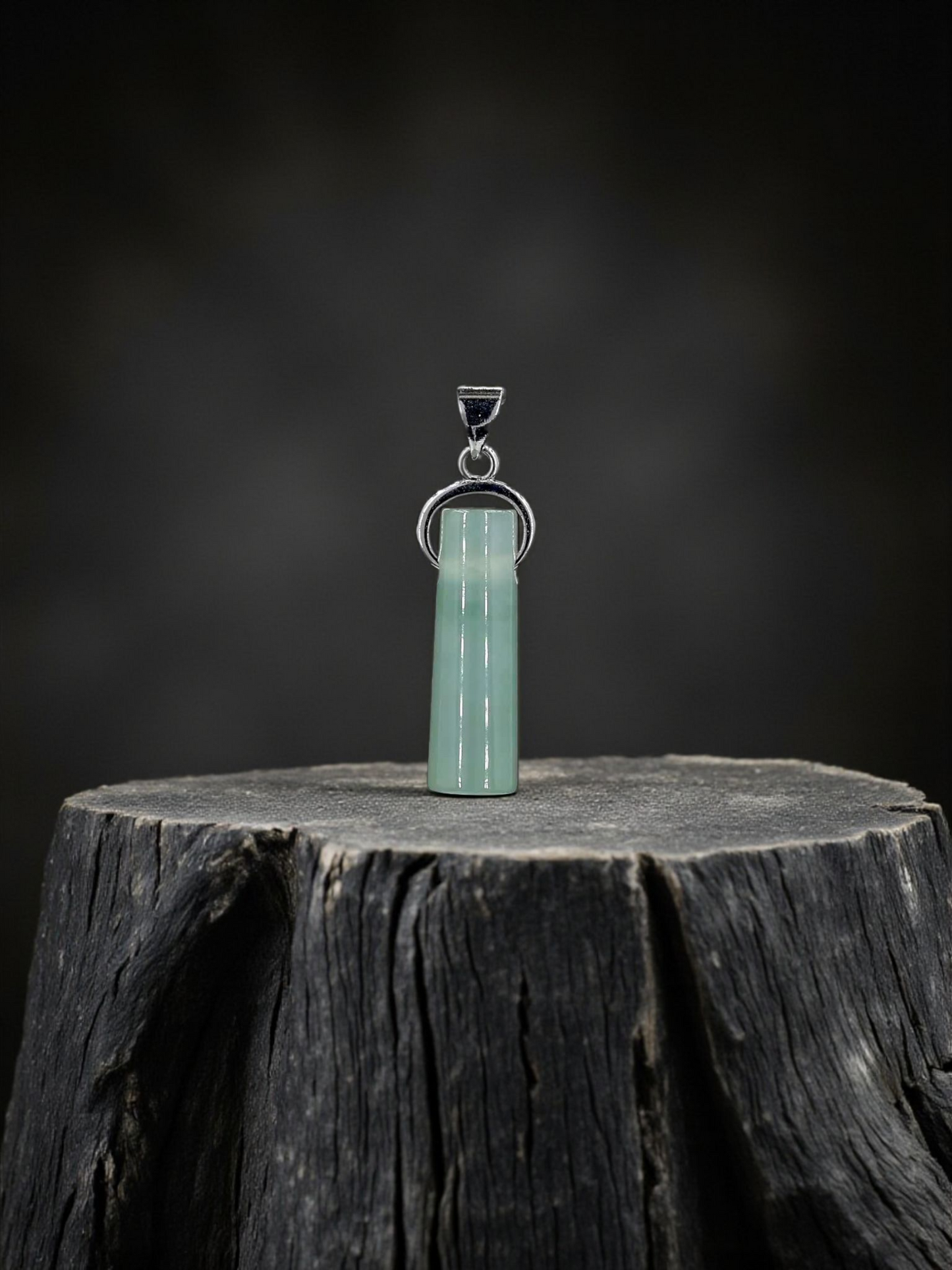 Hokkaido (MADE IN JAPAN) Icy Tube Burmese A-Jadeite Charm Pendant (with Sterling Silver 925) - Certified - V2