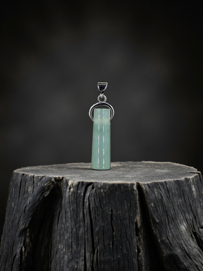 Hokkaido (MADE IN JAPAN) Icy Tube Burmese A-Jadeite Charm Pendant (with Sterling Silver 925) - Certified - V2