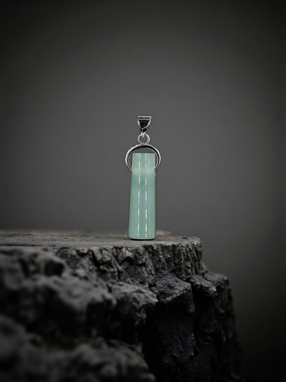 Hokkaido (MADE IN JAPAN) Icy Tube Burmese A-Jadeite Charm Pendant (with Sterling Silver 925) - Certified - V2