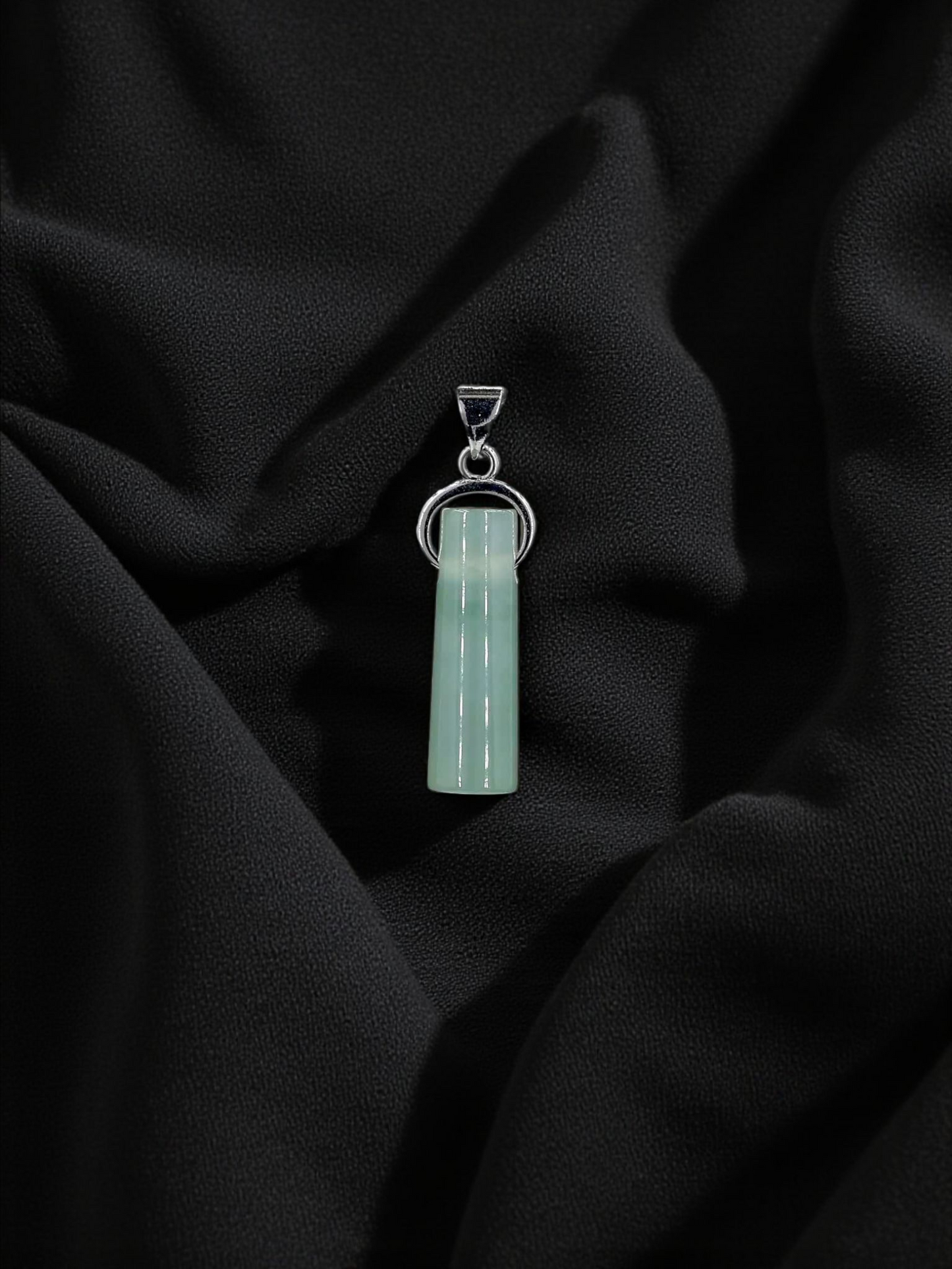 Hokkaido (MADE IN JAPAN) Icy Tube Burmese A-Jadeite Charm Pendant (with Sterling Silver 925) - Certified - V2