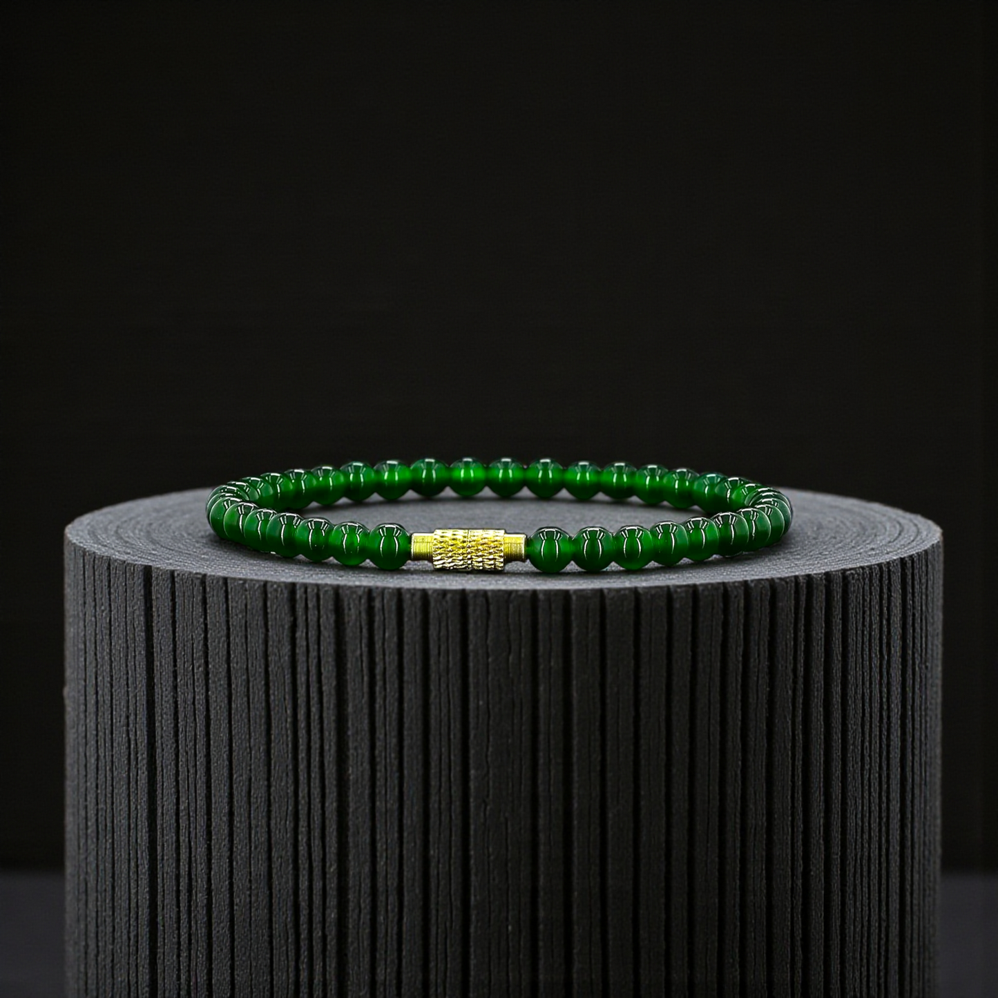 Certified Imperial Japanese Green Burmese A-Jade Beaded Bracelet (MADE IN JAPAN) (4.50 mm Each x 38 beads) 05041 (With Sterling Silver 925)