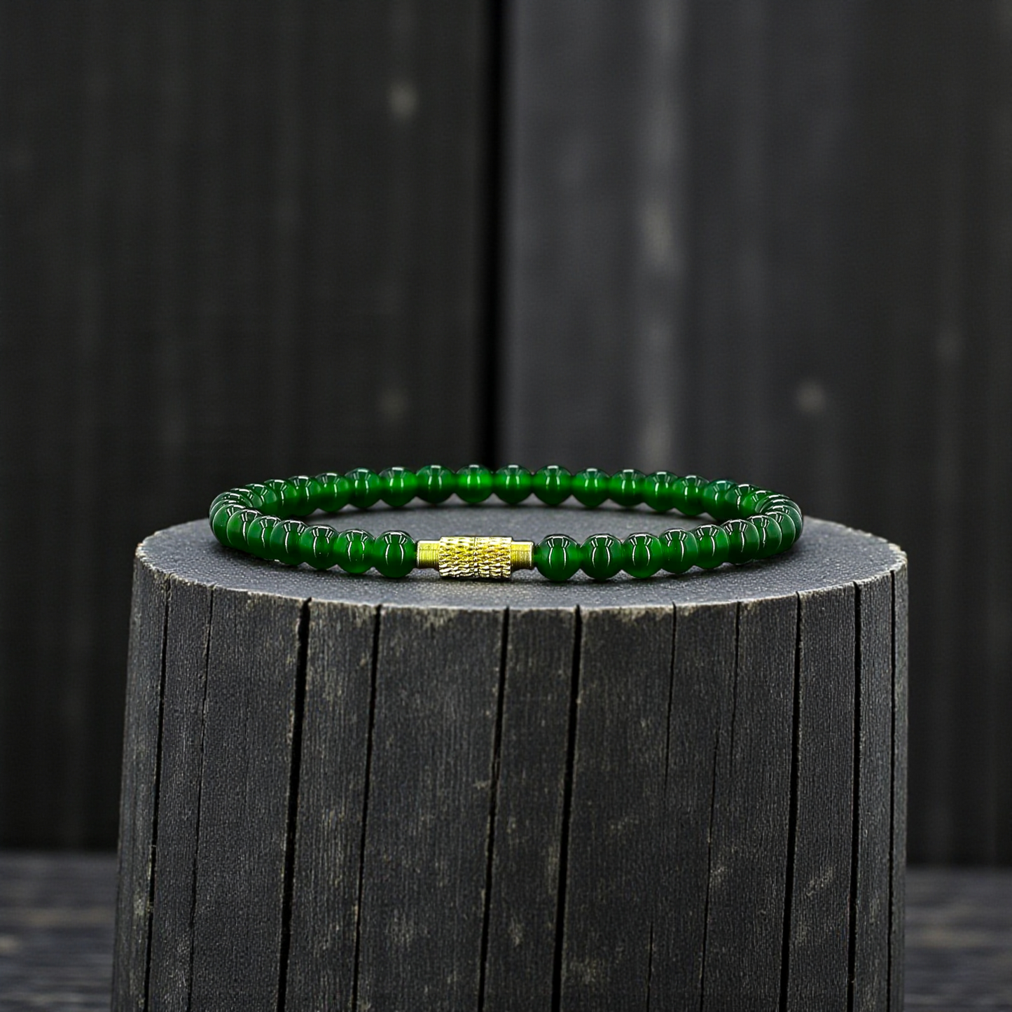 Certified Imperial Japanese Green Burmese A-Jade Beaded Bracelet (MADE IN JAPAN) (4.50 mm Each x 38 beads) 05041 (With Sterling Silver 925)