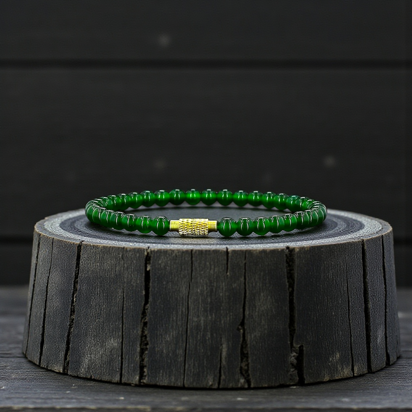 Certified Imperial Japanese Green Burmese A-Jade Beaded Bracelet (MADE IN JAPAN) (4.50 mm Each x 38 beads) 05041 (With Sterling Silver 925)