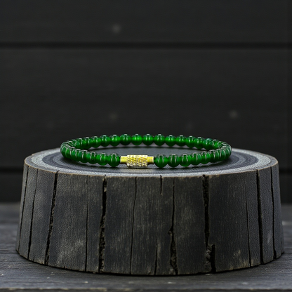 Certified Imperial Japanese Green Burmese A-Jade Beaded Bracelet (MADE IN JAPAN) (4.50 mm Each x 38 beads) 05041 (With Sterling Silver 925)