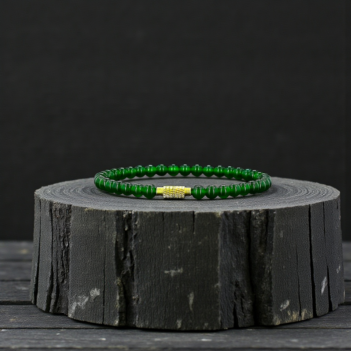 Certified Imperial Japanese Green Burmese A-Jade Beaded Bracelet (MADE IN JAPAN) (4.50 mm Each x 38 beads) 05041 (With Sterling Silver 925)