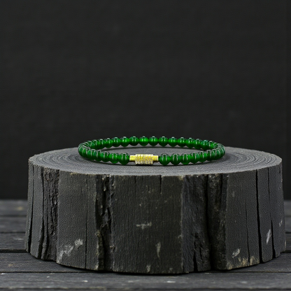 Certified Imperial Japanese Green Burmese A-Jade Beaded Bracelet (MADE IN JAPAN) (4.50 mm Each x 38 beads) 05041 (With Sterling Silver 925)