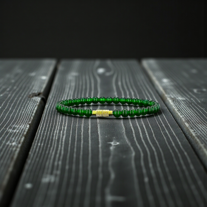 Certified Imperial Japanese Green Burmese A-Jade Beaded Bracelet (MADE IN JAPAN) (4.50 mm Each x 38 beads) 05041 (With Sterling Silver 925)