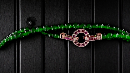 Imperial Green Burmese A-Jade Beaded Long Necklace - 25.60 inches (4.50 mm Beads) with Sterling Silver 925 - Certified - 10011