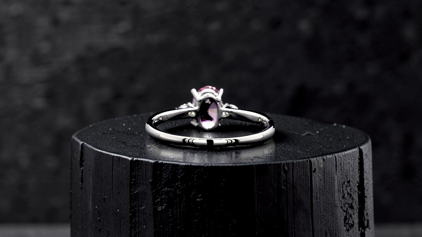 Yuzawa 1.02 cts. No Heat Natural Padparadscha Sapphire Ring (with 18K White Gold and Natural White Diamonds) Size US 8  - R21