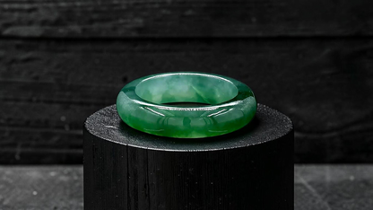 Master's Burmese Icy Deep Green A-Jadeite Infinity Band Ring Size US 9 - 09030 - Certified