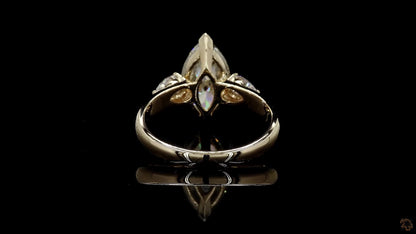 Kobayashi 2.53 cts. Natural Marquise Diamond Cocktail Ring, with Natural Pear Shaped White Diamonds, and 18K Yellow Gold - GIA Certified -R8
